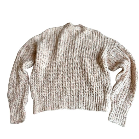 NWT Women's Topshop Textured Pointelle Mock Neck Sweater, Size S Pink - Picture 6 of 8